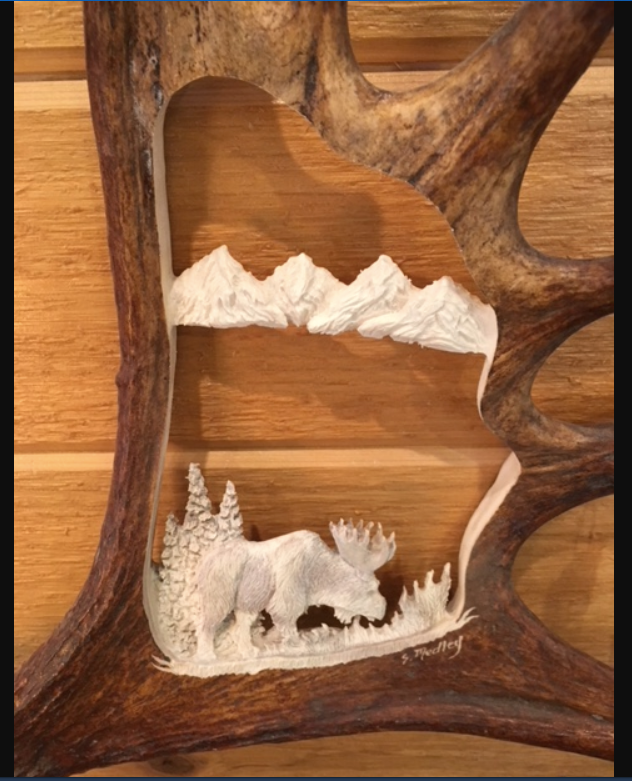 Walking Moose Antler Carving