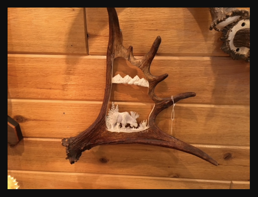 Walking Moose Antler Carving