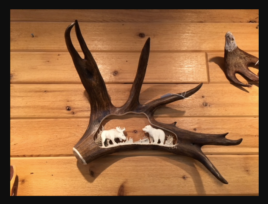 Unannounced Visitor Moose Antler Carving