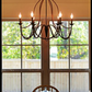 Kitchen Island rustic copper chandelier
