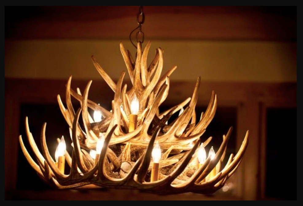 Monarch Faux Deer Antler Chandelier, 32"W by 20"T