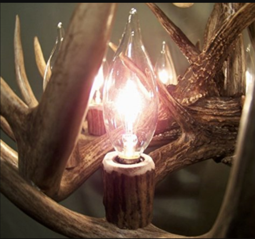 Minnesota Deer Antler Chandelier, 30" W x  25" T, 8 Lights