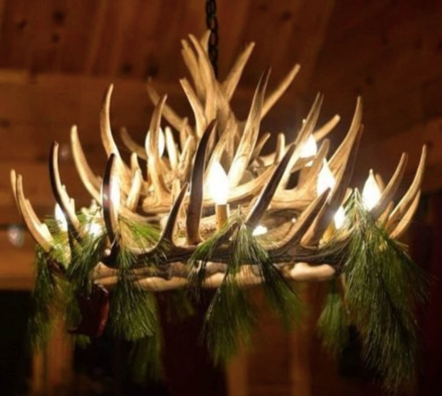 Monarch Faux Deer Antler Chandelier, 32"W by 20"T