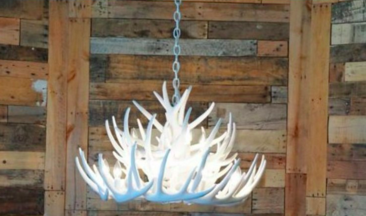 Monarch Faux Deer Antler Chandelier, 32"W by 20"T