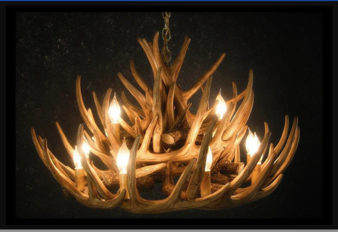 Monarch Faux Deer Antler Chandelier, 32"W by 20"T