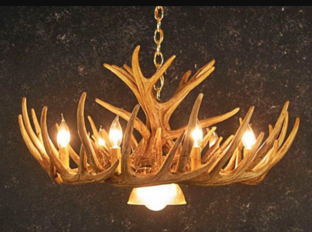 Blue Mounds Faux Deer Antler Chandelier, 32"W x 14"T