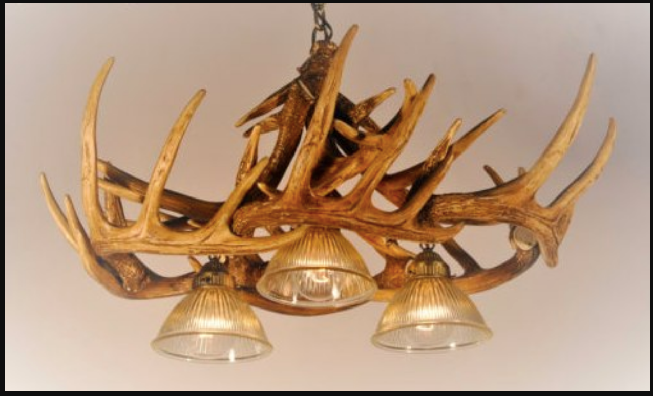 Coloma Faux Deer Antler Chandelier, 3 Down Lights, 32"W x 25"T