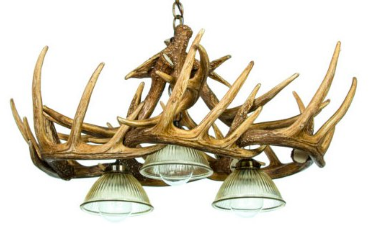 Coloma Faux Deer Antler Chandelier, 3 Down Lights, 32"W x 25"T