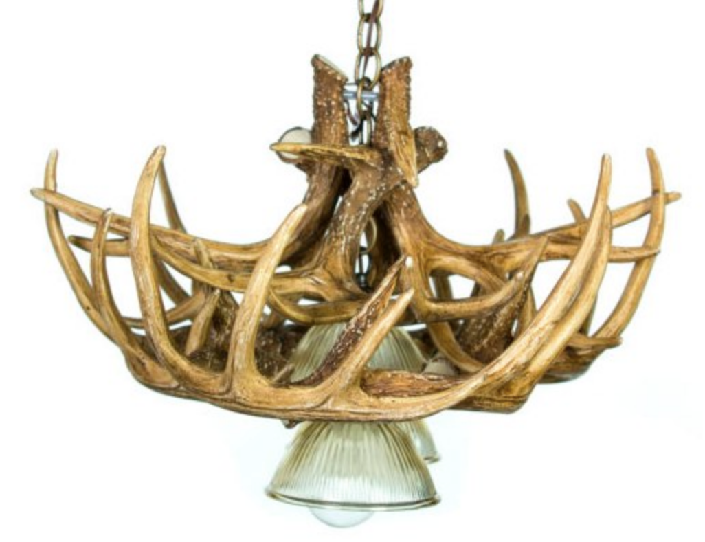 Coloma Faux Deer Antler Chandelier, 3 Down Lights, 32"W x 25"T