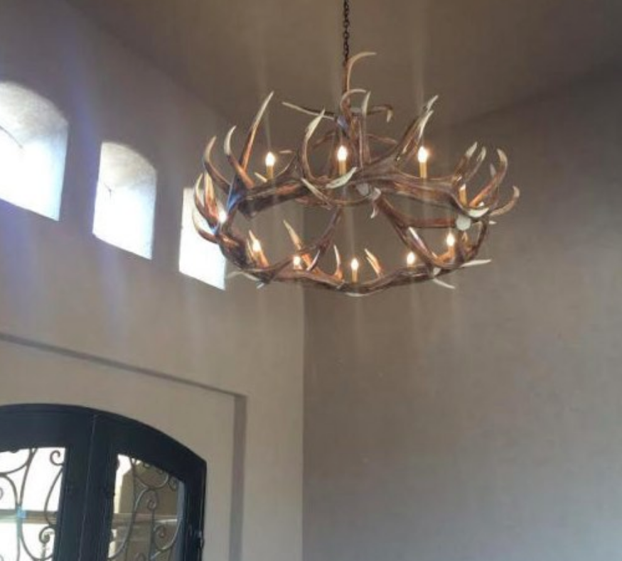 Stanley Faux Elk Antler Chandelier, 60"W x 32"T