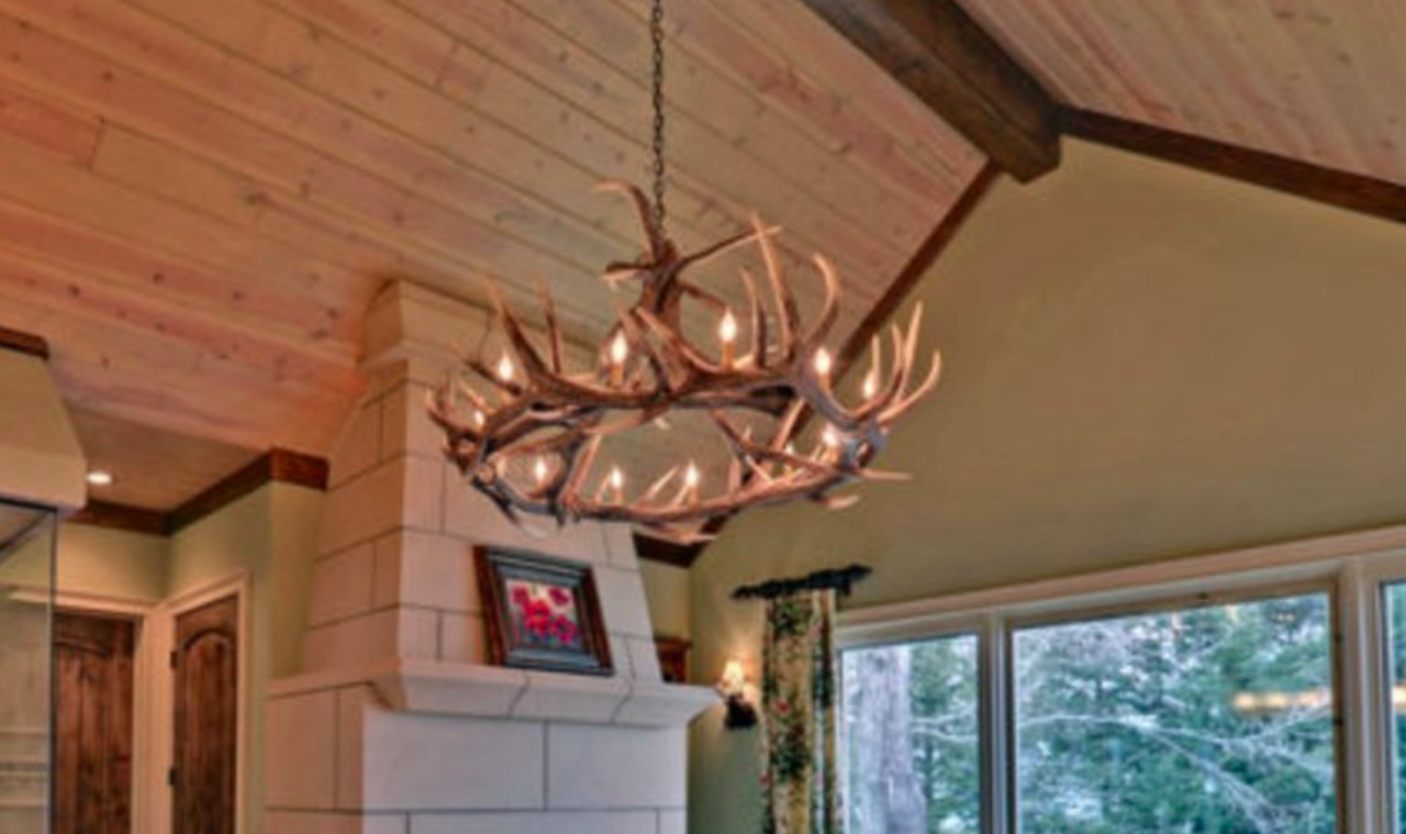 Stanley Faux Elk Antler Chandelier, 60"W x 32"T