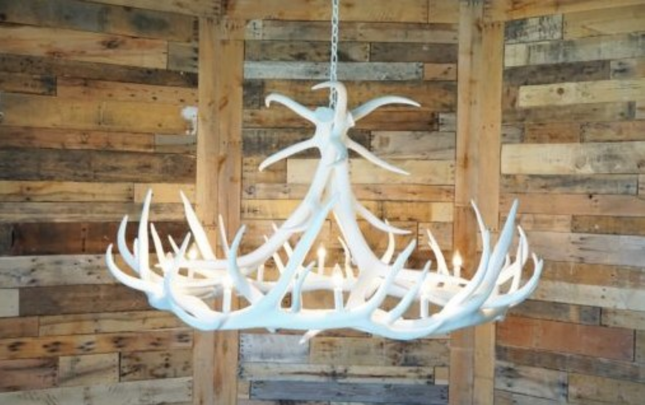 Stanley Faux Elk Antler Chandelier, 60"W x 32"T