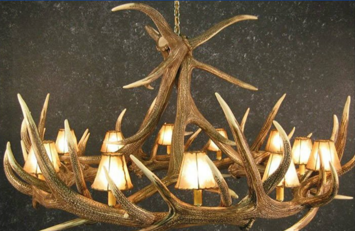 Stanley Faux Elk Antler Chandelier, 60"W x 32"T