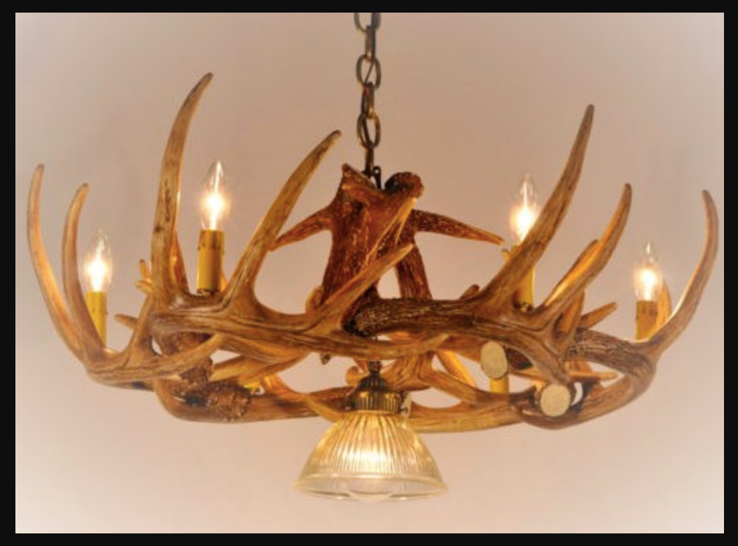 Meadow Valley Faux Deer Antler Chandelier, 32"W x 11"T