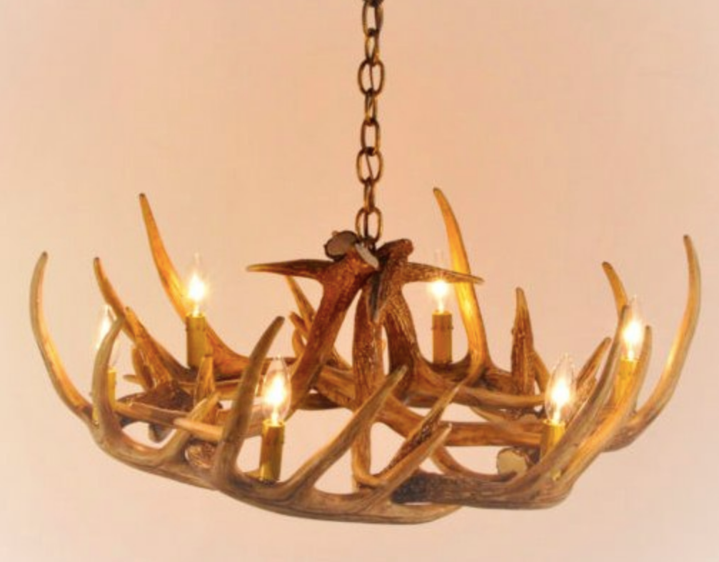 Meadow Valley Faux Deer Antler Chandelier, 32"W x 11"T