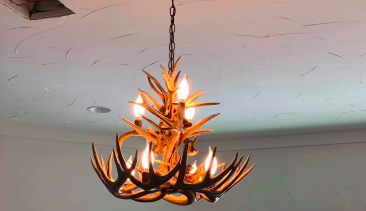 Lochsa Wilderness Deer Antler Chandelier, 23" W x 20" T, 2 tier 7 lights