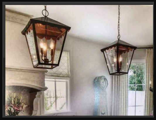 Outdoor Gas Electric Copper Lantern Kitchen Island Pendant Ceiling Light Fixture Chandelier Entryway Patio Light