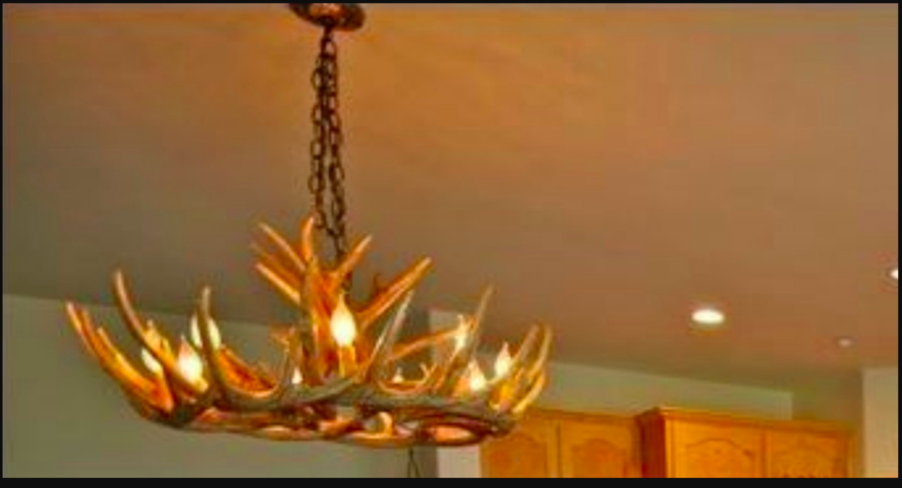 Blue Mounds Faux Deer Antler Chandelier, 32"W x 14"T