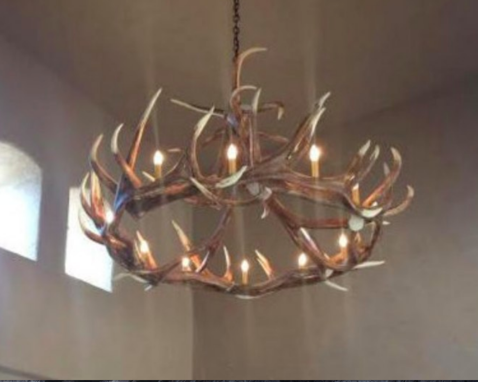 Stanley Faux Elk Antler Chandelier, 60"W x 32"T