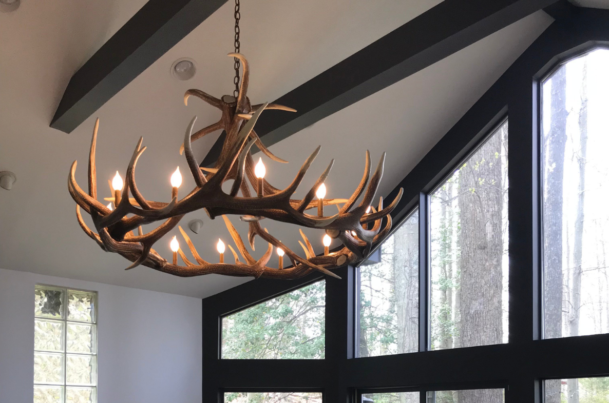 Stanley Faux Elk Antler Chandelier, 60"W x 32"T