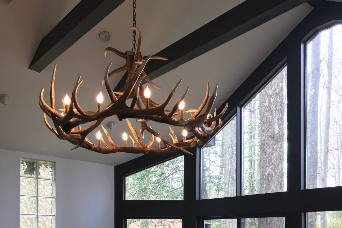 Stanley Faux Elk Antler Chandelier, 60"W x 32"T