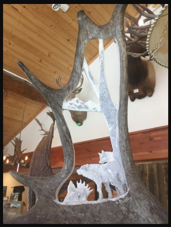 Wolf Spirit Hollow Antler Carving