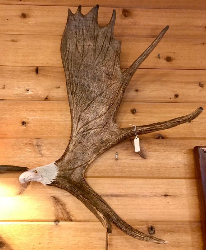 Soaring Eagle Antler Carving, Wall