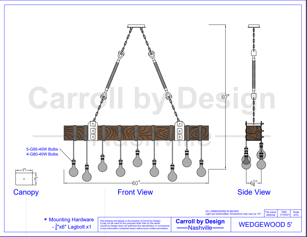 In Stock - Wedgewood Wood Beam Chandelier