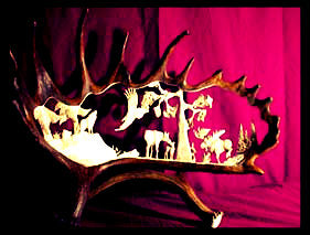 Wild Alaska Antler Carving, w/Base