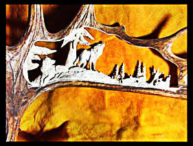 Wolf Vantage Point Moose Antler Carving